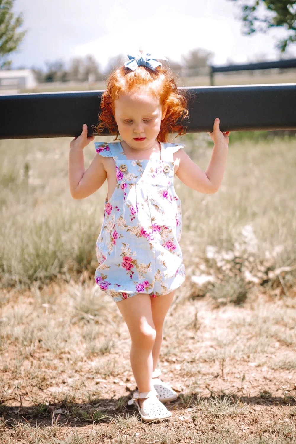 Vintie Summer Overalls - Isla Rose in Sky Blue