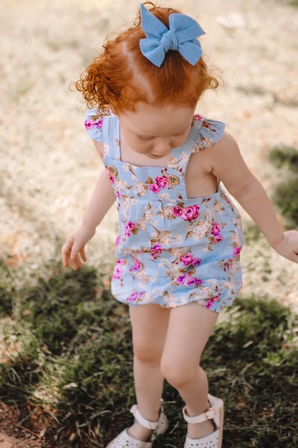 Vintie Summer Overalls - Isla Rose in Sky Blue