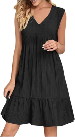 Women's Casual Dress Summer Tank Dress Sleeveless Summer Dresses for Women 2025 Elegant Classy Plus Size Dresses