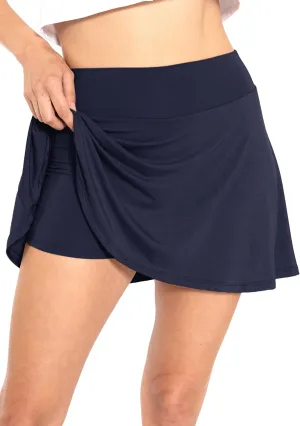Women's High Waist Skater Skirt with Built in Shorts with and Without Pockets| Small-3X