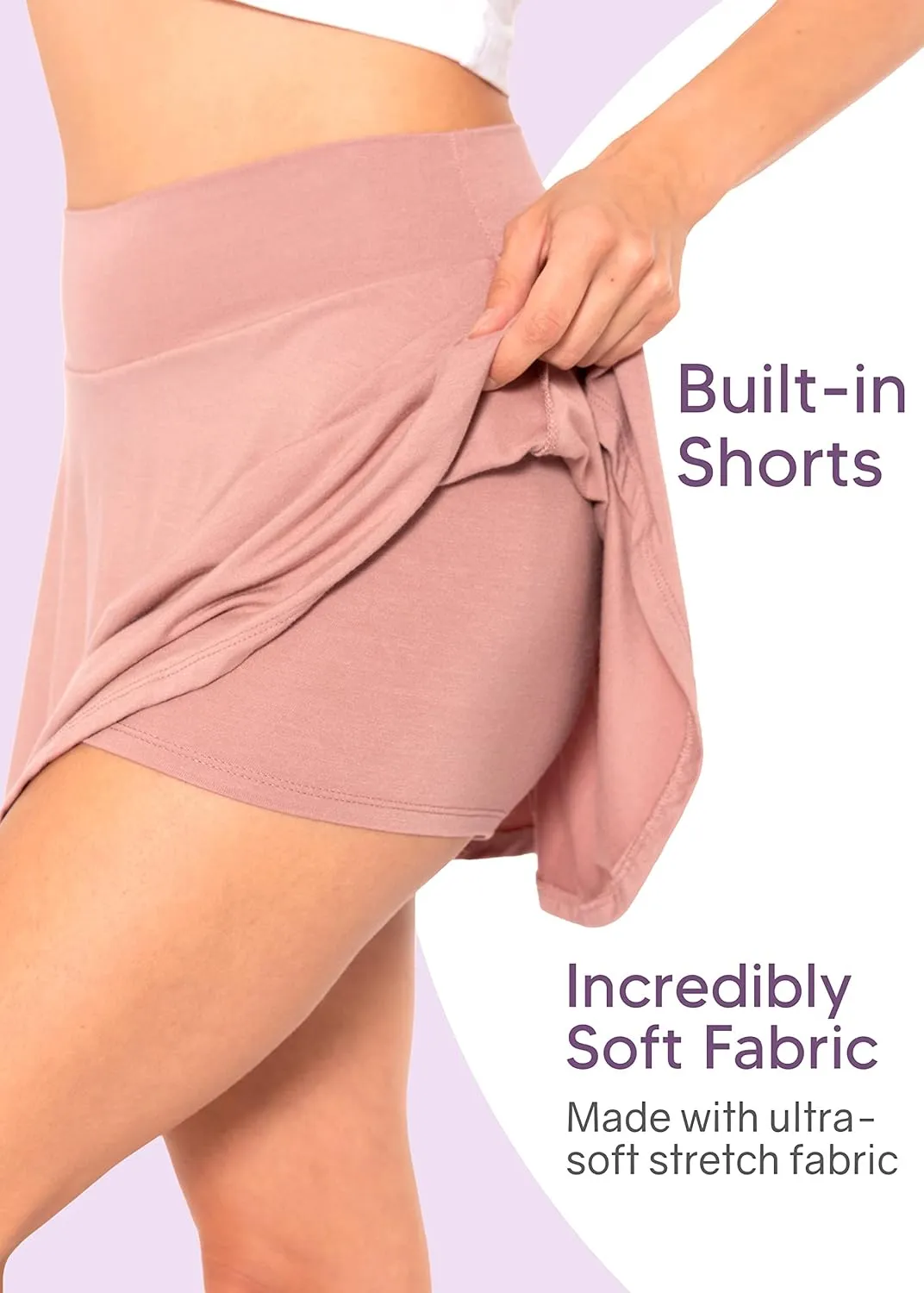 Women's High Waist Skater Skirt with Built in Shorts with and Without Pockets| Small-3X