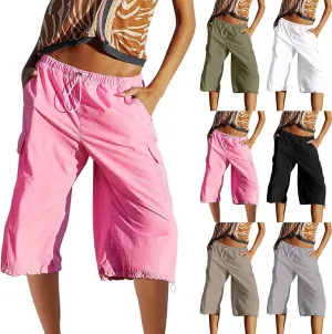 Women's Hiking Cargo Shorts with Pockets Break It Down Pants Summer Elastic Athletic Shorts Baggy Bermuda Shorts