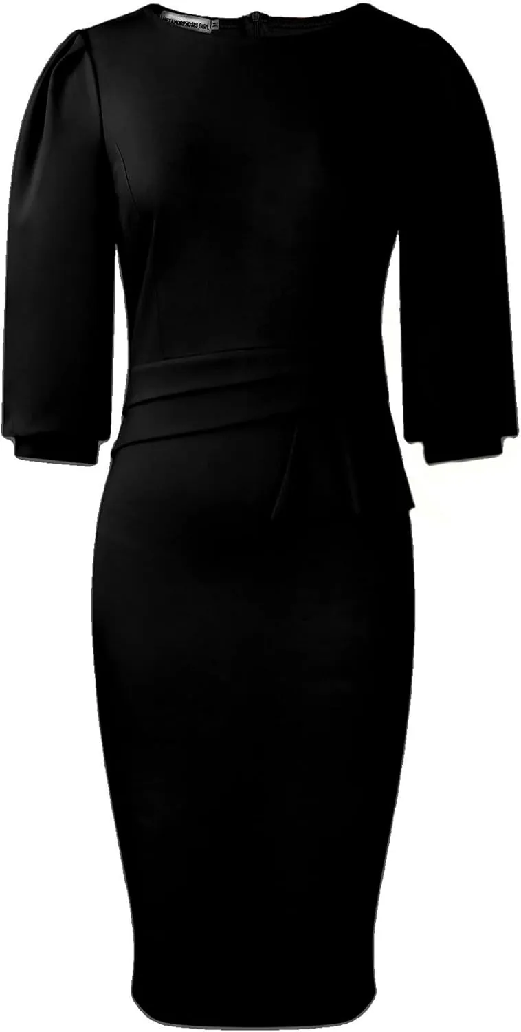 ZVO Midi Dress for Women Pencil Dress Fashion Work Dress Elegant Church Dress High Waist Outfits